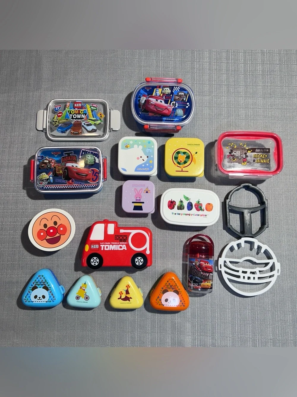 Japanese Bento Box Container Assortment Kids Lunch Snack Tomica McQueen w Lids